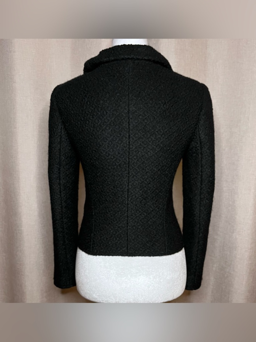 Vintage Y2K Juicy Couture Biker Moto Wool Jacket Coat Black Wool Tweed Women’s S - Picture 5 of 15